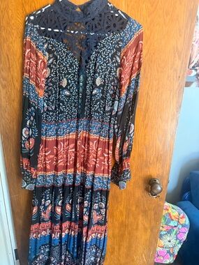 FARM Rio | Dresses | Farm Rio Black Lace Long Sleeve Mini Dress M | Poshmark